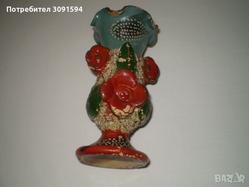 Ръчно изработена керамична ваза за цветя от 19 век Българска керамика, снимка 1