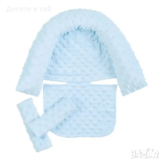 Възглавничка за кош за кола за новородено бебе - синьо минки, снимка 1