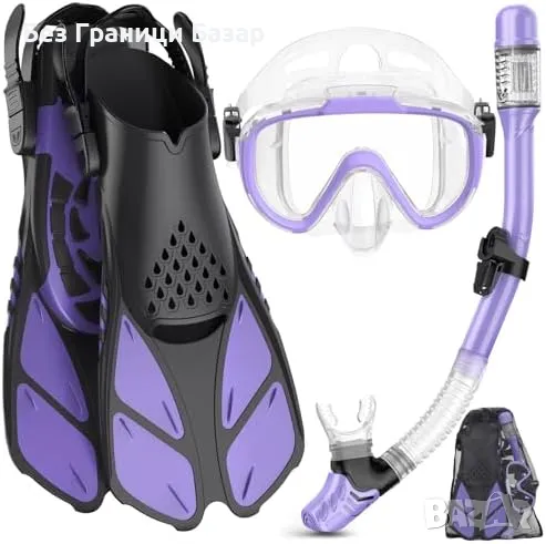 Нов Шнорхелинг сет 3 в 1 с регулируеми плавници за възрастни маска море, снимка 1