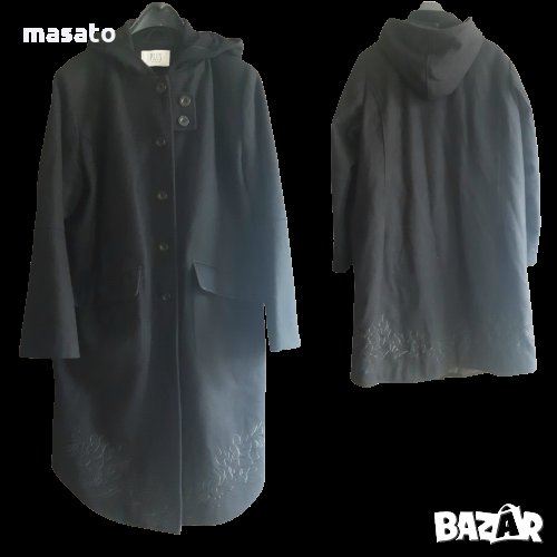 pluz by etage - черно палто с бродерия, снимка 1