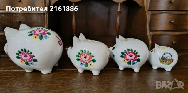 Комплект от четири порцеланови прасенца касички, снимка 4 - Декорация за дома - 52107064