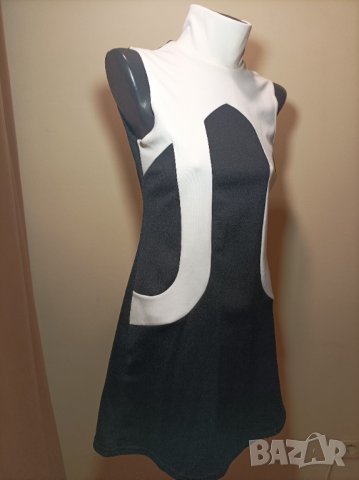 Черно-бяла еластична рокля, снимка 5 - Рокли - 40899209