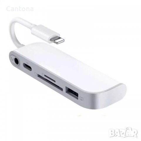 Lightning към SD/TF, 3,5 mm, USB 3.0 порт, двупосочен трансфер на данни, PD Charging, снимка 1 - Аксесоари за Apple - 40102987