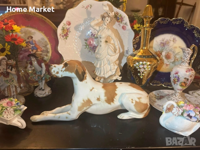 Lomonosov USSR Circa  1950 porcelain English Pointer dog - изящен и огромен сетер, снимка 3 - Антикварни и старинни предмети - 52791333