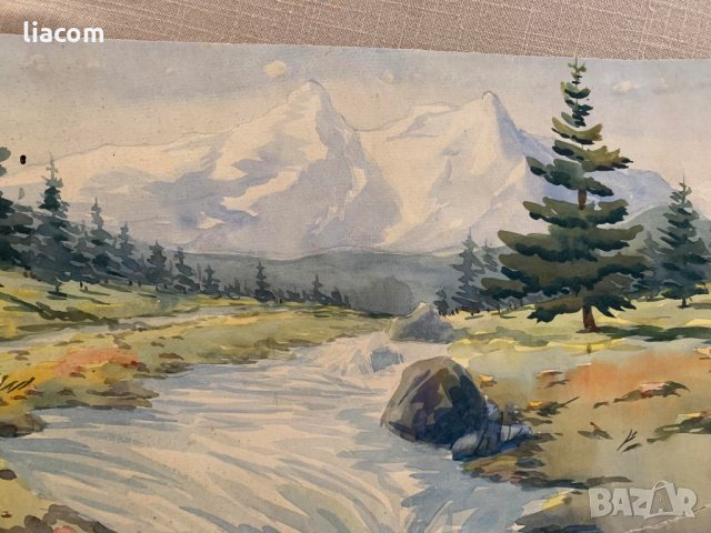 КАЗИМИР СУЛТАНОВ акварел пейзаж 1940 г., снимка 2 - Картини - 33806710