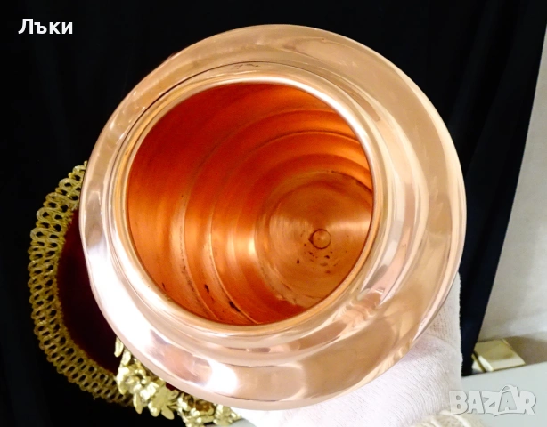 Медна ваза,медна делва,съд от чиста червена мед. , снимка 2 - Антикварни и старинни предмети - 53575082