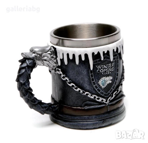 Стилна чаша Winter is coming – Game of Thrones, полирезин, 12x14 см, снимка 4 - Чаши - 52749559