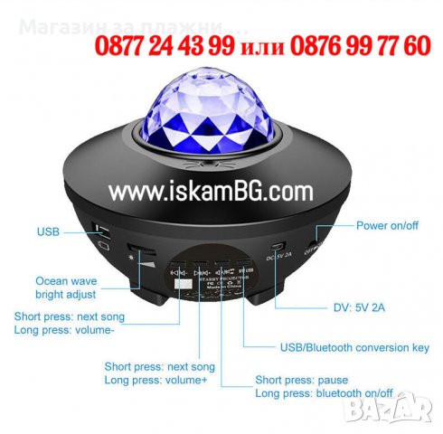 Детска нощна лампа проектор лампа прожектор звездно небе нощна лампа звезди - КОД 3853, снимка 14 - Детски нощни лампи - 39905064