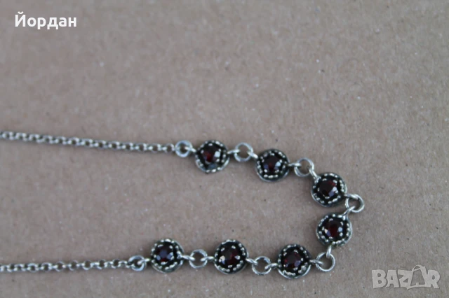 Сребърно колие с камъни гранати, снимка 4 - Колиета, медальони, синджири - 50772301