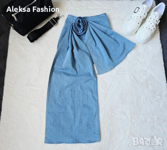 Дамска къса дънкова пола с 3D роза, снимка 15 - Поли - 50524464