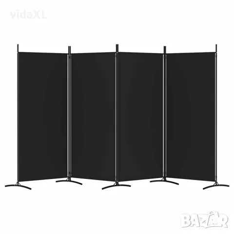 vidaXL Параван за стая, черно, 4 панела, 346x180 см, плат, снимка 4 - Паравани - 56147220