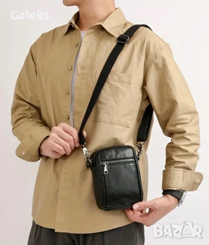 Малка, Компактна Лятно/ваканционна чантичка с презрамки (Черна естествена кожа), снимка 5 - Чанти - 51029353