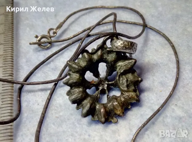 СТАР СКЪПОЦЕНЕН ПОСРЕБРЕН МЕДЕН МЕДАЛЬОН с НАТУРАЛЕН ГРАНАТ и СРЕБЪРНО КОЛИЕ СРЕБРО 925 ITALY 49773, снимка 8 - Антикварни и старинни предмети - 49886270