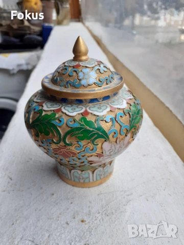 Клоазоне cloisonne клетъчен емайл бронз ваза бурканче