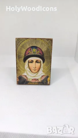 Дървена икона Света Олга Киевска (Равноапостолна) – Ръчна изработка, снимка 2 - Икони - 56097532
