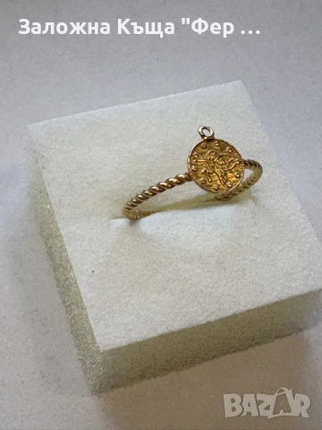 75€/ГР Златен пръстен с паричка, снимка 3 - Пръстени - 56310690