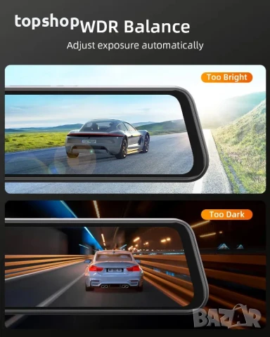 10-инчова 4K 2160p/30fps UHD огледална камера видеорегистратор, GPS, 64GB SD, USB C, снимка 7 - Аксесоари и консумативи - 50542329
