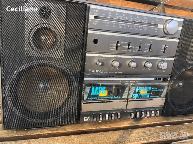 Радиокасетофон Голям BOOMBOX🔊! – SANKEI TCR-S97(Japan), снимка 2 - Радиокасетофони, транзистори - 52884176