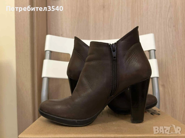 Кафяви боти на ток , снимка 6 - Дамски боти - 43168484
