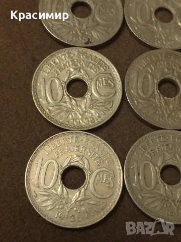 5-10 Сантима Франция 1921 г., снимка 7 - Нумизматика и бонистика - 51883153