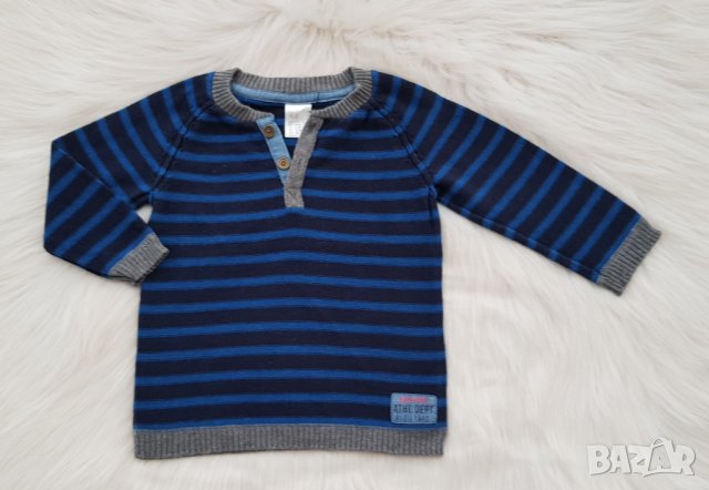 Пуловер H&M и ватирани дънки за бебе 74-80см., снимка 2 - Комплекти за бебе - 42415811