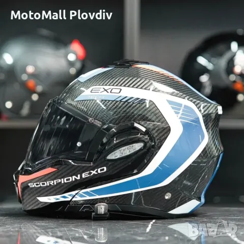 Scorpion Exo-Tech Evo Carbon Cosy Black-Blue-Red, снимка 3 - Аксесоари и консумативи - 50433857