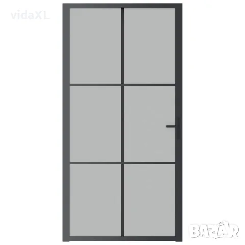 vidaXL Интериорна врата, 102,5x201,5 см, черен мат, стъкло и алуминий, снимка 3 - Входни врати - 56147185