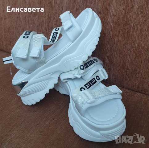 Дамски сандали на платформа бели , снимка 4 - Сандали - 41408646