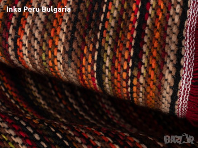 Автентичнo еквадорско унисекс пончо, 100% вълна, червено-кафяво, снимка 4 - Пуловери - 35855454