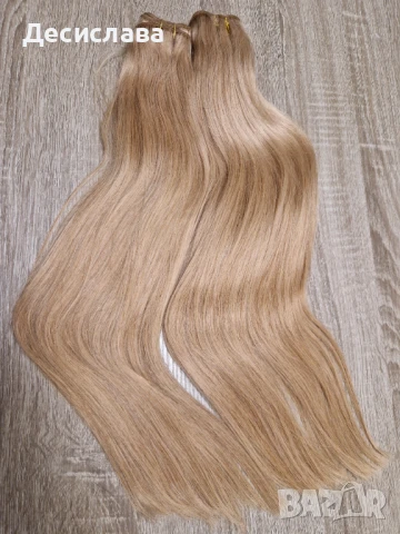 Естествена коса на треса. Плътен косъм и двойни крайща. Златисто-пепелно русо! 