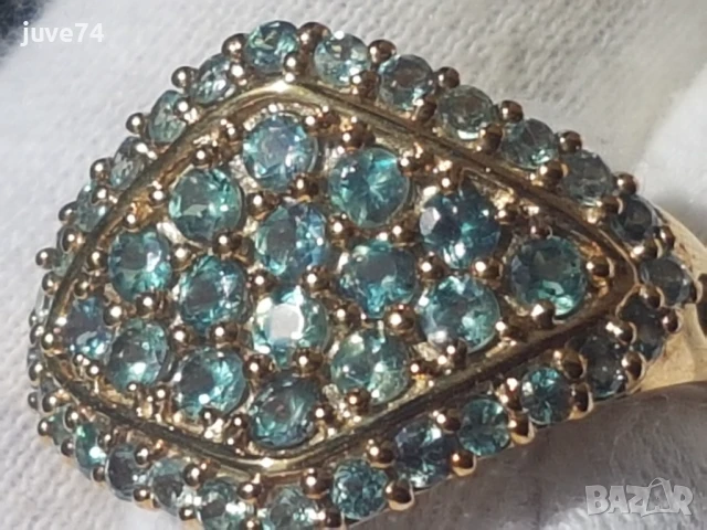 ЗЛАТЕН ПРЪСТЕН С ЕСТЕСТВЕНИ АЛЕКСАНДРИТИ СЕРТИФИКАТ , снимка 1