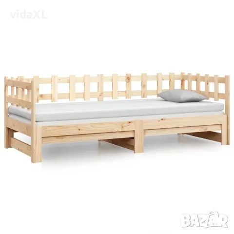 vidaXL Разтегателно дневно легло, 2x(90x200) см, борово дърво масив, снимка 7 - Спални и легла - 56148418
