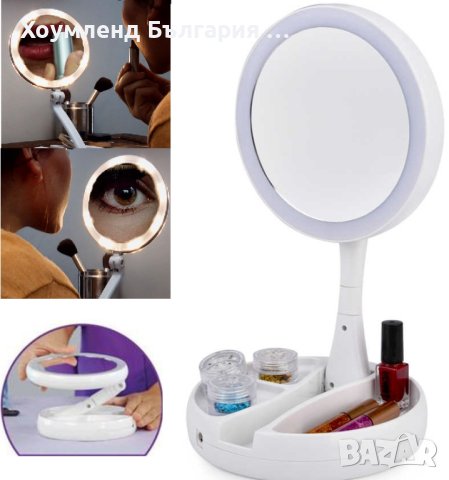 Сгъваемо двулицево LED огледало с 10 кратно увеличение, снимка 2 - Други - 40397184