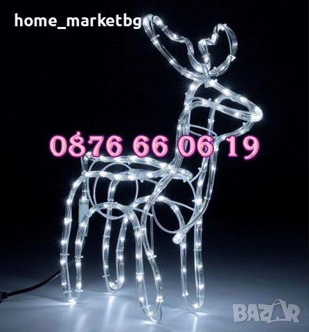 Коледен светещ елен, коледна украса, студено бяла светлина