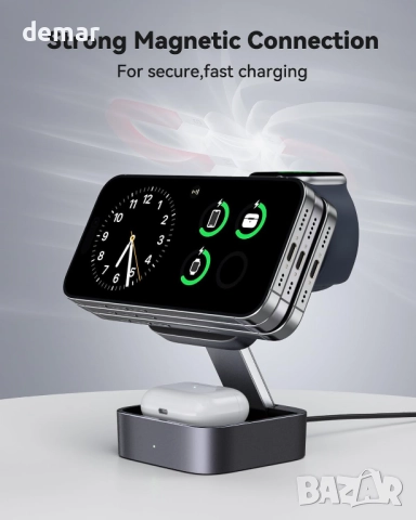 Keepro 3 в 1 безжична зарядна станция за iPhone, магнитна, преносима, MagSafe, снимка 4 - Безжични зарядни - 52846877