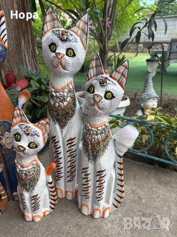 Котка от дърво 50см , снимка 12 - Статуетки - 28068091
