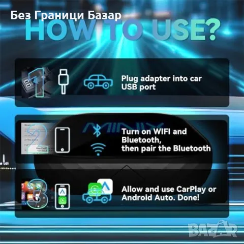 Нов Безжичен адаптер за CarPlay и Android Auto 2 в 1 за автомобили 2016+, снимка 4 - Друга електроника - 47371490