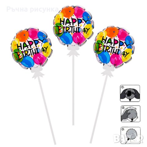 Самонадуващи се мини балон торта "Happy Birthday" /10 броя в стек/, снимка 5 - Декорация за дома - 41666245