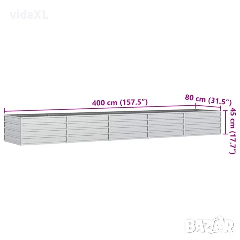 vidaXL Повдигната градинска леха, 400x80x45 см, стомана, сребриста, снимка 7 - Саксии и кашпи - 56146600