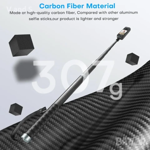 REYGEAK 118" удължен селфи стик за Insta360 X4, до 300см ултра дълъг невидим селфи стик с 1/4 винт, , снимка 6 - Чанти, стативи, аксесоари - 51289563