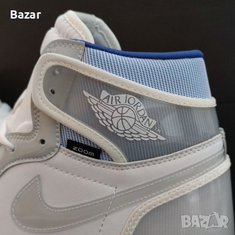 Nike Air Jordan 1 High Zoom White Blue Нови Оригинални Обувки Размер 43 Номер Кецове Маратонки, снимка 14 - Кецове - 39460719