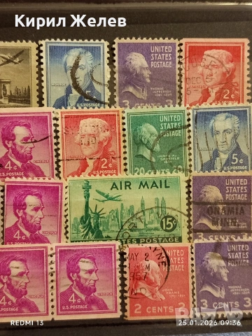 Стари пощенски марки от цял свят смесени АМЕРИКАНСКИ ПРЕЗИДЕНТИ за КОЛЕКЦИЯ ДЕКОРАЦИЯ 51947, снимка 3 - Филателия - 53217729