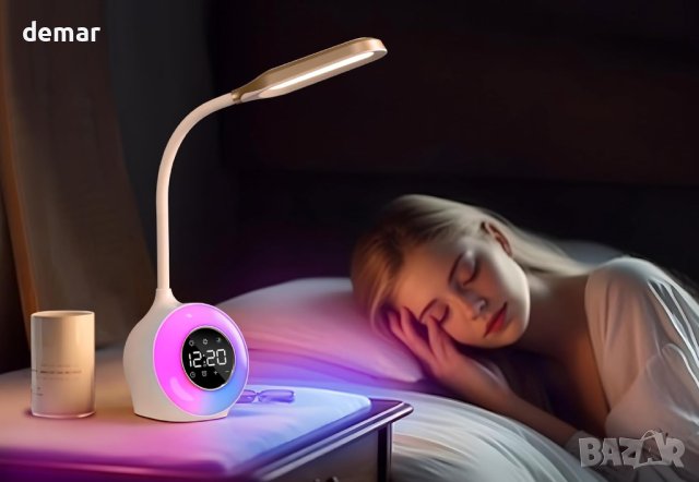 2 в 1 будилник със сензорно управление и светлина, снимка 8 - Настолни лампи - 42435247