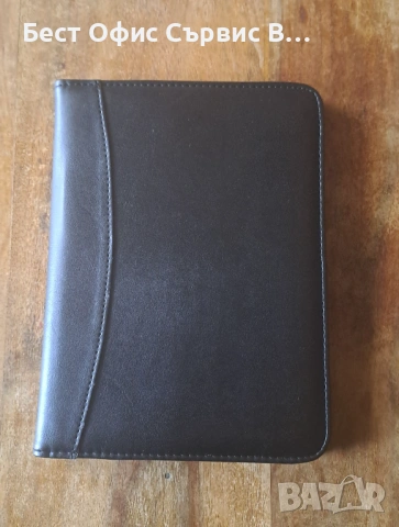 папка за документи луксозна кожена черна малка A5 