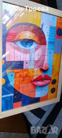 Картина на женско лице с много различни цветове,подходящ за всекидневна, офис, снимка 4 - Картини - 50304355