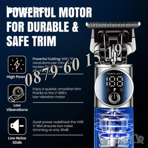 Професионална машинка за подстригване VGR V-942, Безжична машинка за подстригване, снимка 5 - Машинки за подстригване - 50488815