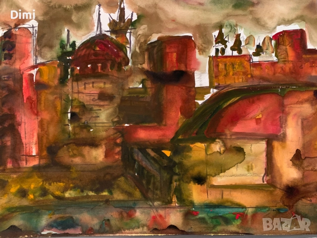 ДИМИТЪР МЕХАНДЖИЙСКИ акварел ПАРИЖ, снимка 4 - Картини - 52803951