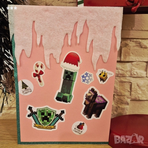 Коледни картички Майнкрафт, снимка 4 - Декорация за дома - 52713996