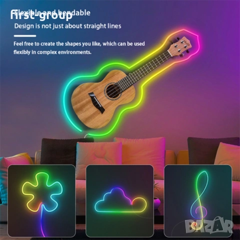 Комплект IC-RGB LED Неонова Лента 5М Bluetooth дистанционно управление, снимка 5 - Лед осветление - 53047503