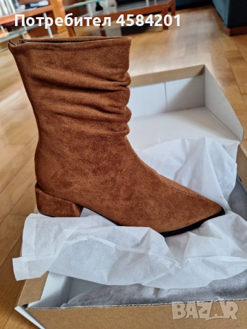 НОВИ белурени боти в кафяв цвят, номер 39, снимка 5 - Дамски боти - 52719183